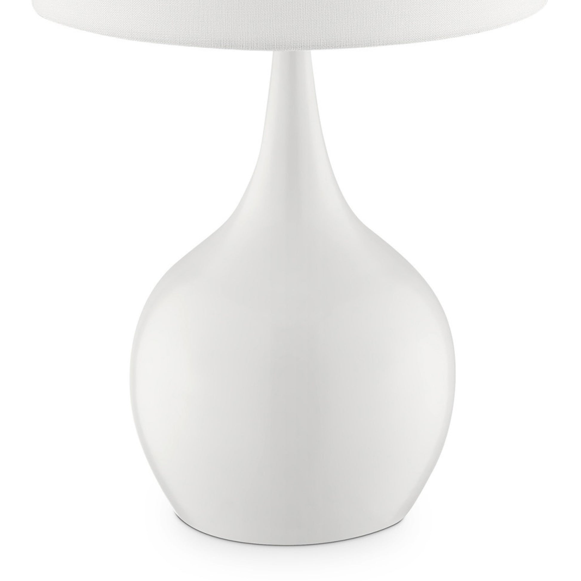 23.5" Tall "Niyor" Modern Mid Century Touch On Table Lamp, Powder White White Metal