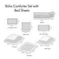Boho Comforter Set With Bed Sheets Queen Navy Polyester