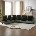 113.5'' Modular Sectiona Corduroy Sofa, Sectional Couches For Living Room U Shaped Sectional Couch With Storage Ottoman, 6 Seats Convertible Sectionals With Chaise Green Corduroy 6 Seat