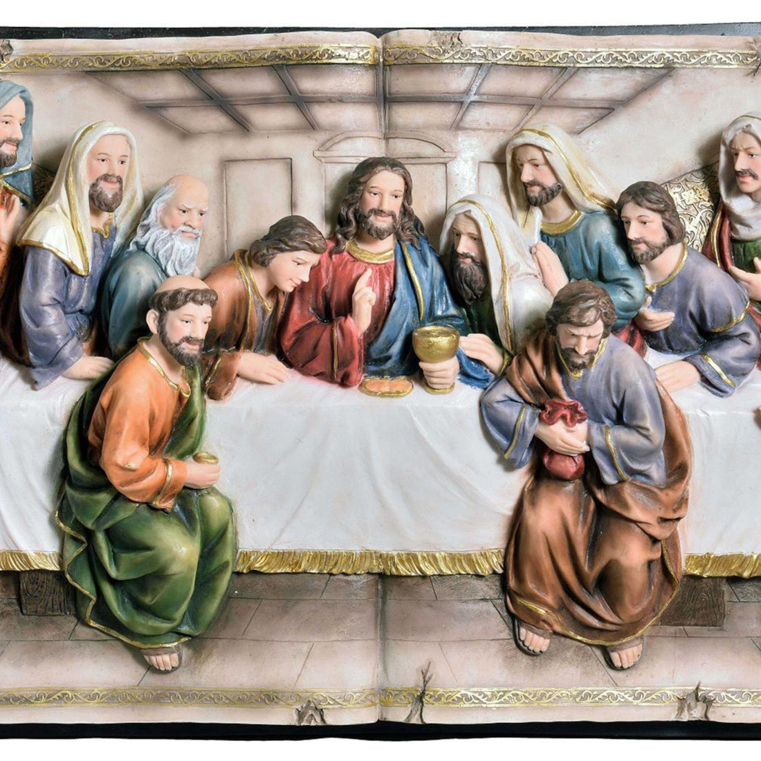 20" Tall Polyresin Decorative Plaque, Last Supper Multicolor Polyresin