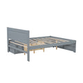 Full Size Platform Bed With Drawer And Two Shelves, Gray Full Gray Mdf Lvl