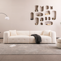 2297 Beige Sofa, Stylish And Simple Square Design, Square Arm, Handrailing Thick And Full, Put Living Room, Office, Conference Room Beige Fabric 3 Seat