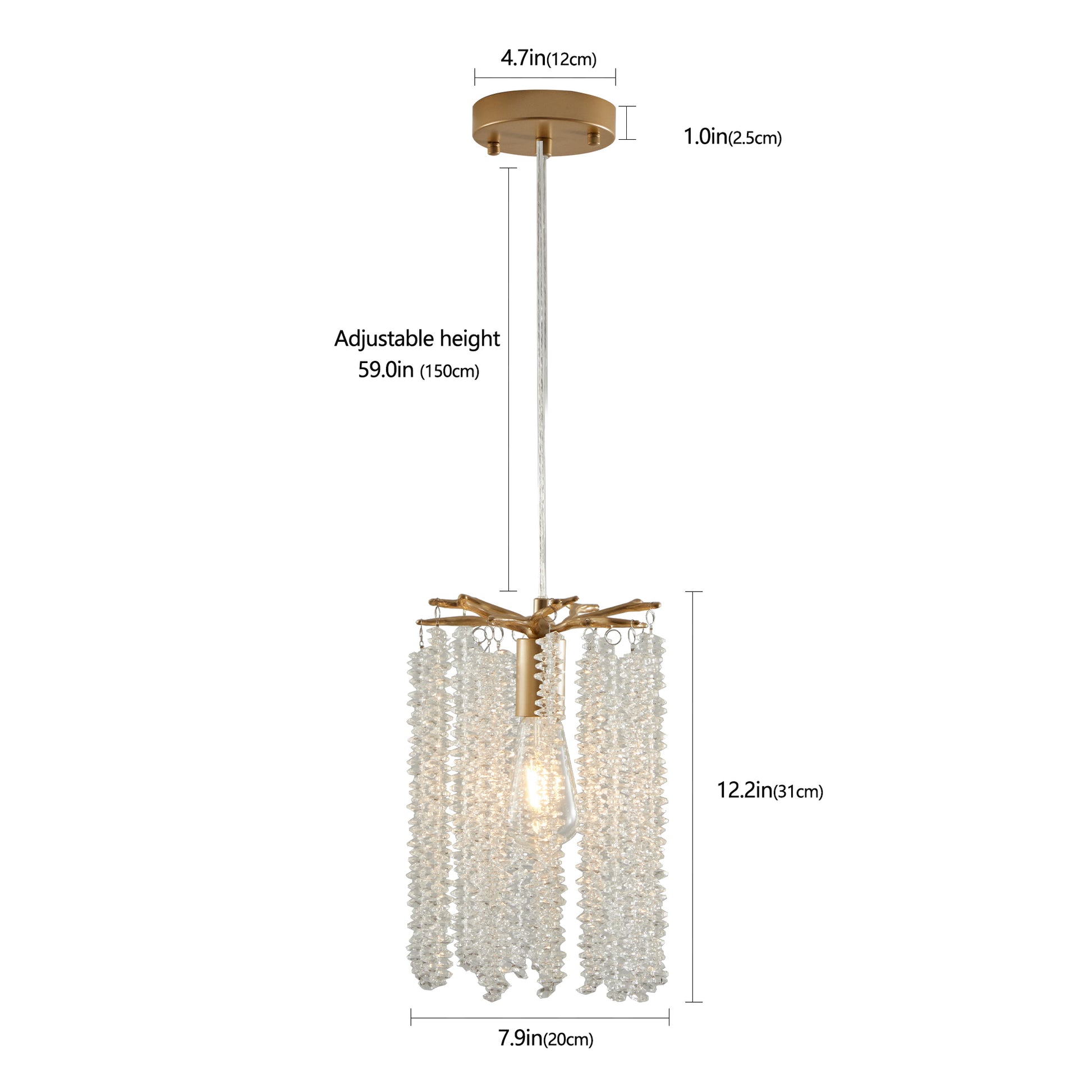 Luxury 3 Pack Crystal Pendant Lights, Elegant Golden Finish Chandelier With Waterfall Bead Design No Bulbs Golden Crystal,Iron