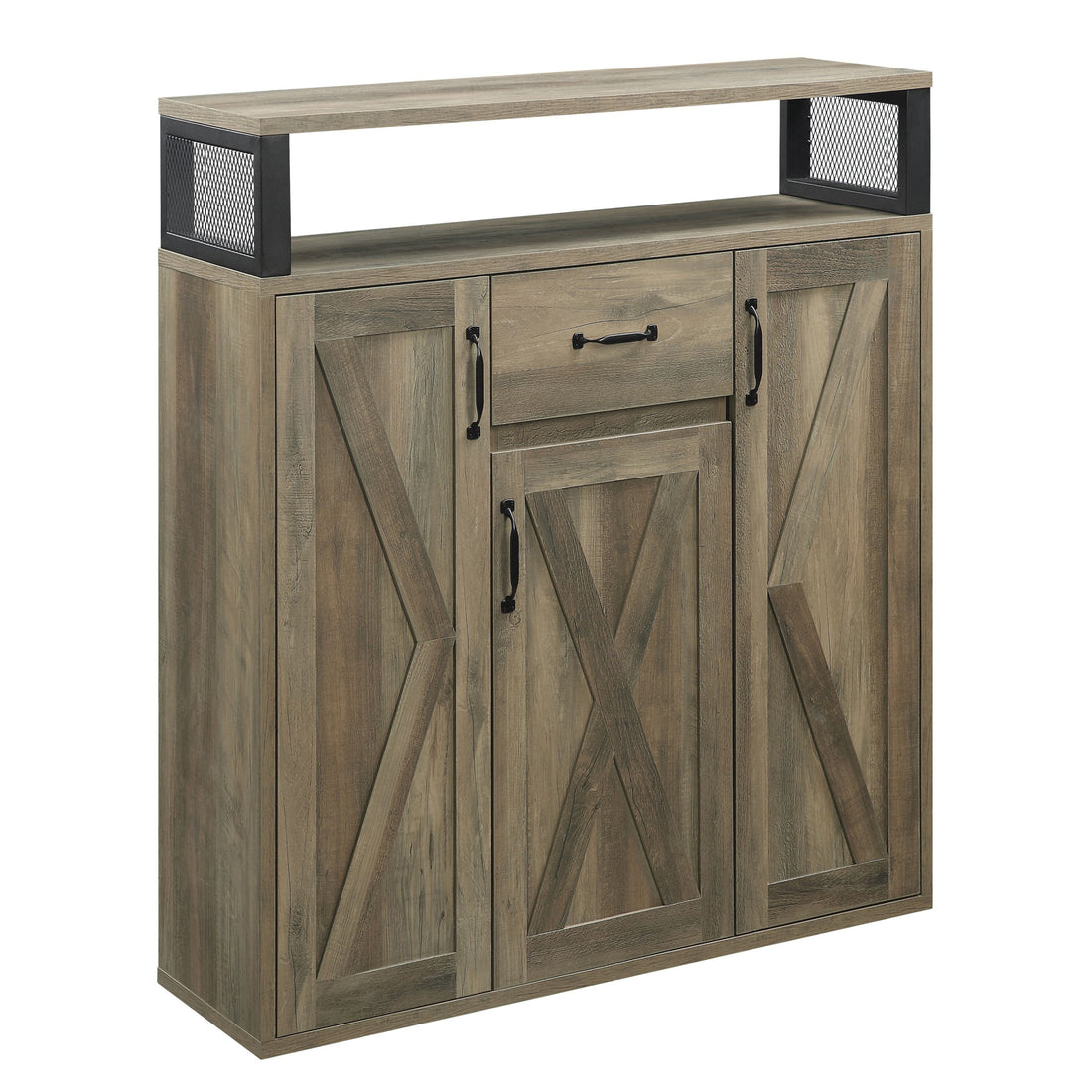 Rustic Oak Server With 3 Doors Rustic Dining Room Rustic Oak Drawers Included Wood Metal