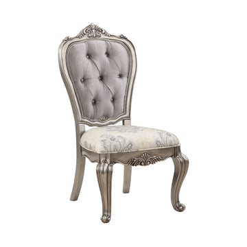 Beige And Platinum Tufted Arm Chair Set Of 2 Solid Multi Dining Room Foam Tufted Back Set Of 2 Wood Fabric