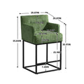 Coolmore Counter Height Bar Stools Set Of 2, Modern Barrel Bar Stool With Backrest And Arms, Black Metal Frames, Upholstered Bar Stools For Kitchen Island, Pub, Club Green Foam Chenille