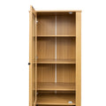 Rattan Door Bookshelf Display Case With Drawer Finish Open Storage Shelves Bookcase Oak Mdf