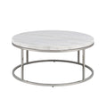 Zaidee Coffee Table, Natural Marble Top & Nickel Finish Lv02795 White Marble Metal