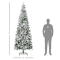 Homcom 9Ft Unlit Snow Flocked Slim Pine Artificial Christmas Tree With Realistic Branches And 1084 Tips Green Plastic