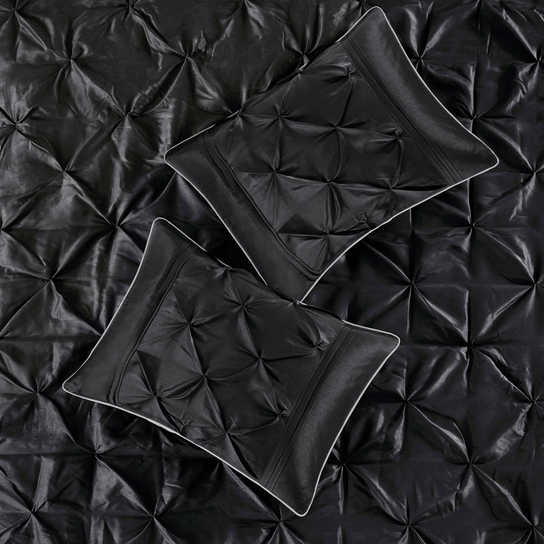 7 Piece Tufted Comforter Set Black Queen Queen Black Polyester