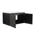 30'' Floating Wall Mounted Bathroom Vanity With Ceramics Sink & Soft Close Cabinet Door, Kd Package Black Bathroom Modern Plywood