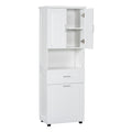 Tall Bathroom Cabinet With Laundry Basket, Large Storage Space Tilt Out Laundry Hamper And Upper Storage Cabinet, White White Mdf