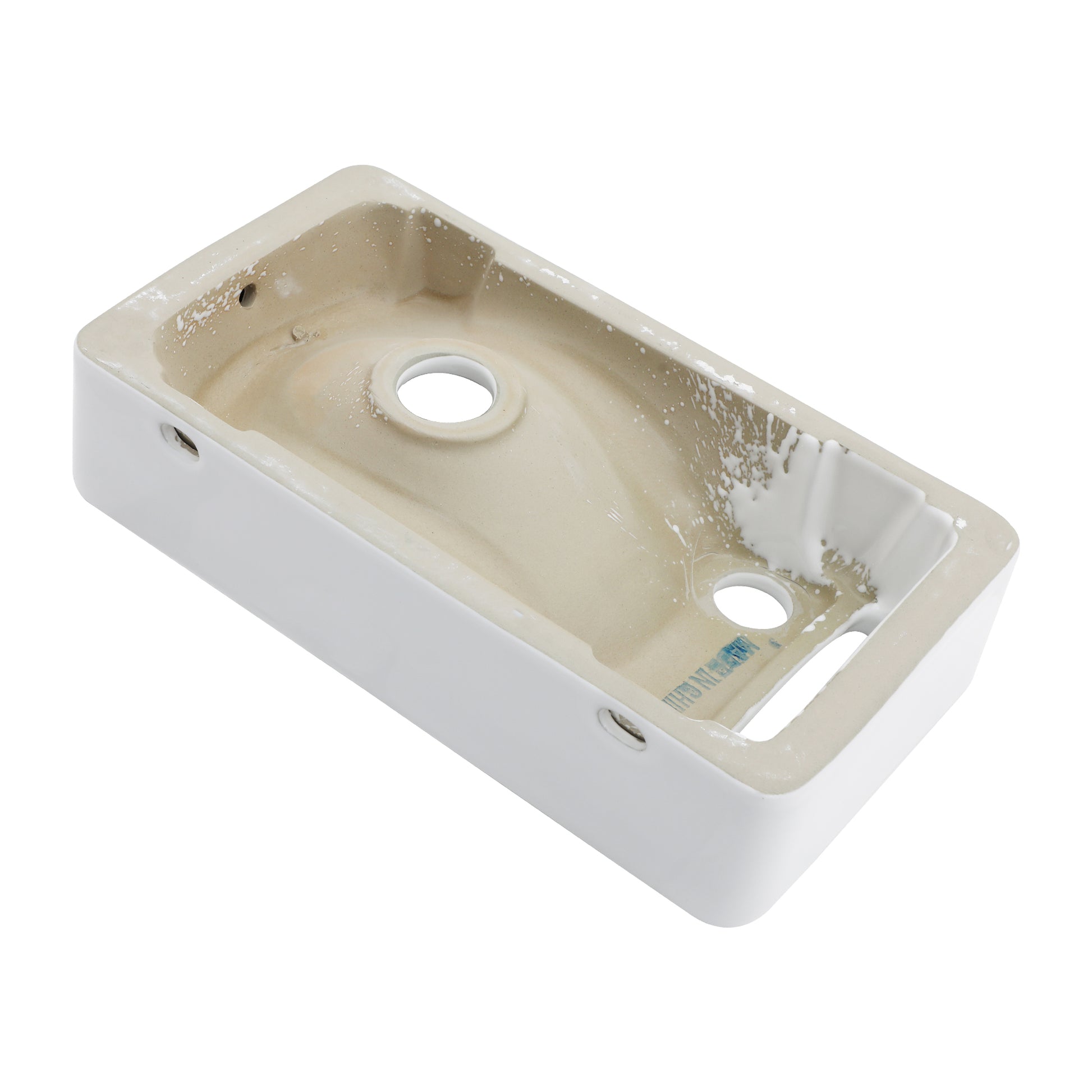 15.75X8.69 Inch White Ceramic Rectangle Wall Mount Bathroom Sink With Single Faucet Hole White Ceramic