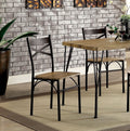 Dark Bronze Metal Kitchen 7Pc Dining Set Dining Table And 6X Side Chairs Paper Veneer X Cross Back Design Dining Room Furniture Metal Wood Natural Multi Seats 6 Metal Dining Room Solid Wood Contemporary,Modern,Transitional Rubberwood 4 Leg Rectangular