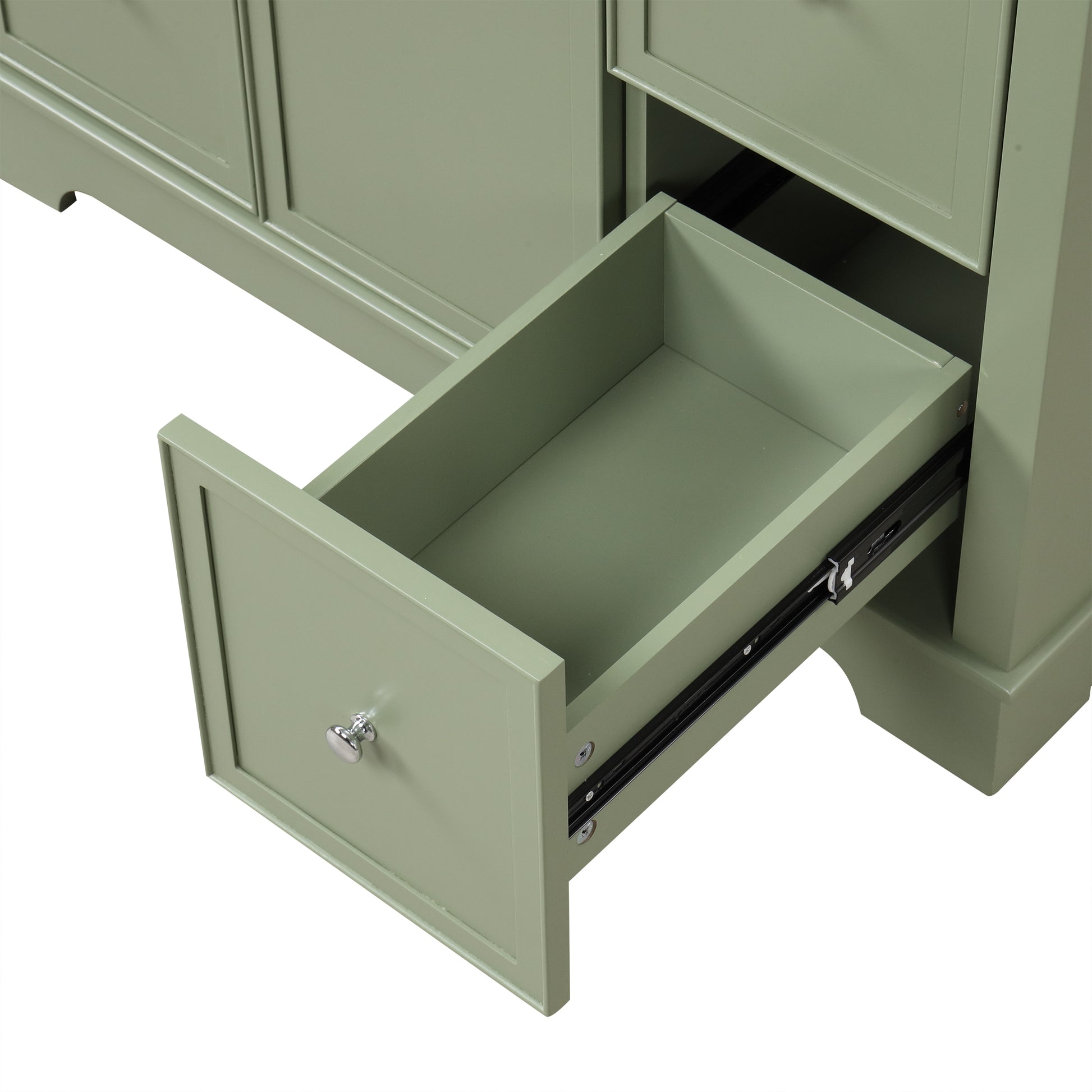 36" Bathroom Vanity With Sink, One Cabinet With Three Drawers And One Flip Drawer, Solid Wood And Mdf Board, Green Green Solid Wood Mdf