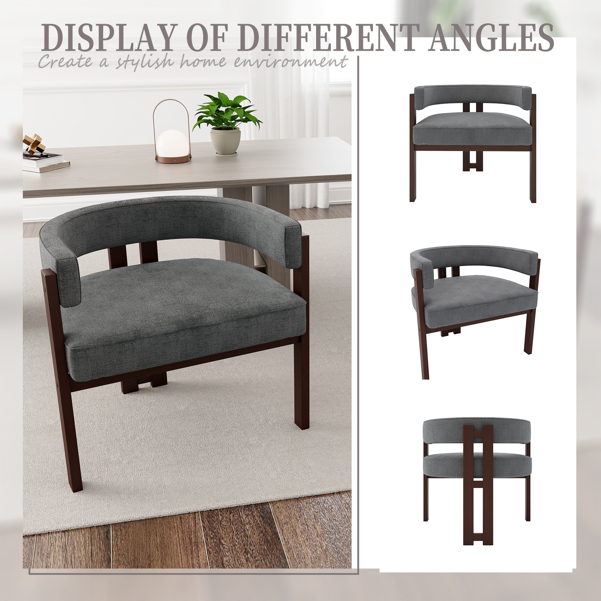 Coolmore Modern Accent Chair Teddy Upholstered Armchair With Open Back 3 Legs Barrel Dining Chair Comfy Side Chair For Living Room Bedroom Dining Room Set Of 2 Gray Gray Primary Living Space Foam