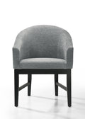 Haven Set Of 2 Gray Fabric Barrel Dining Chair With Black Finish Legs Gray Wood Fabric