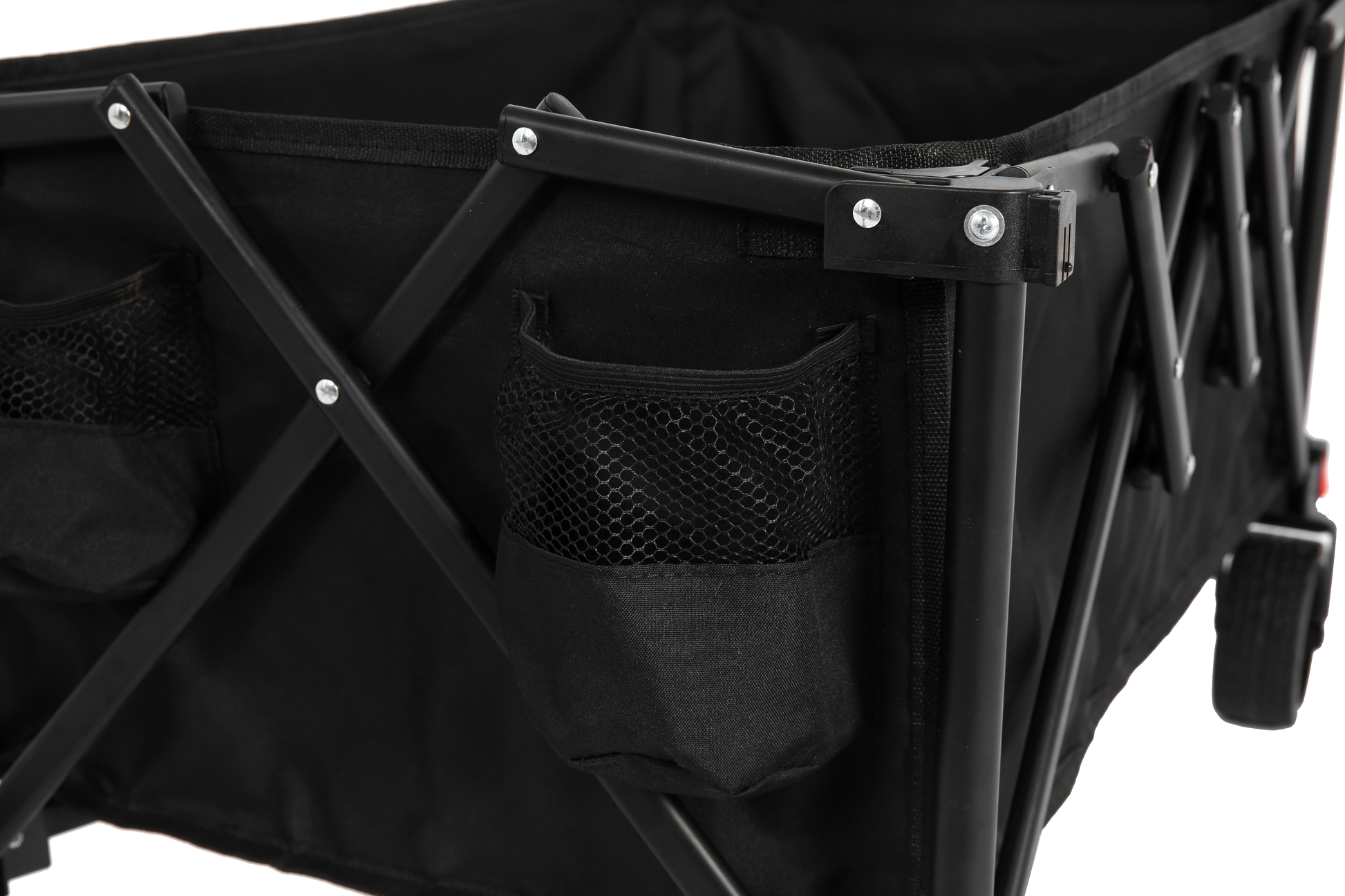 Folding Wagon Carts,Folding Wagon Cart With All Terrain Wheels,Heavy Duty Garden Carts With Adjustable Handle,Outdoor Utility Wagon For Camping Shopping Sports Fishing Black Black Steel