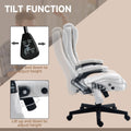 Homcom 6 Point Vibrating Massage Office Chair With Heat, Linen High Back Executive Office Chair With Reclining Backrest, Padded Armrests And Remote, Cream White Cream White Polyester