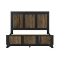4 Pieces Bedroom Sets, Queen Size Farmhouse Platform Bed With Wooden Strip Decoration, Storage Nightstand And Dresser With Metal Handle, Black Queen Black 4 Piece Set Particle Board