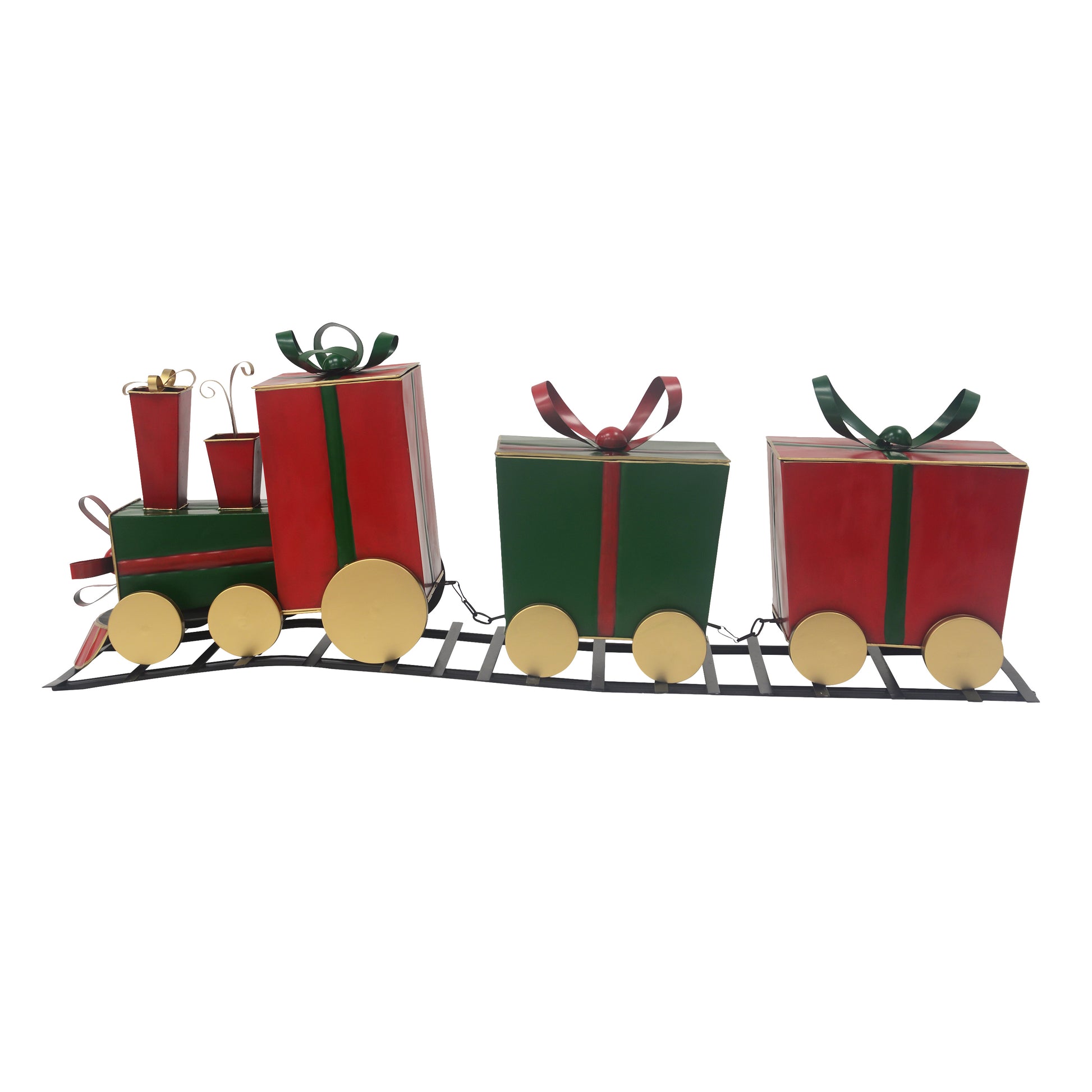 Festive Iron Train Decor With Gift Shaped Carriages Red Iron