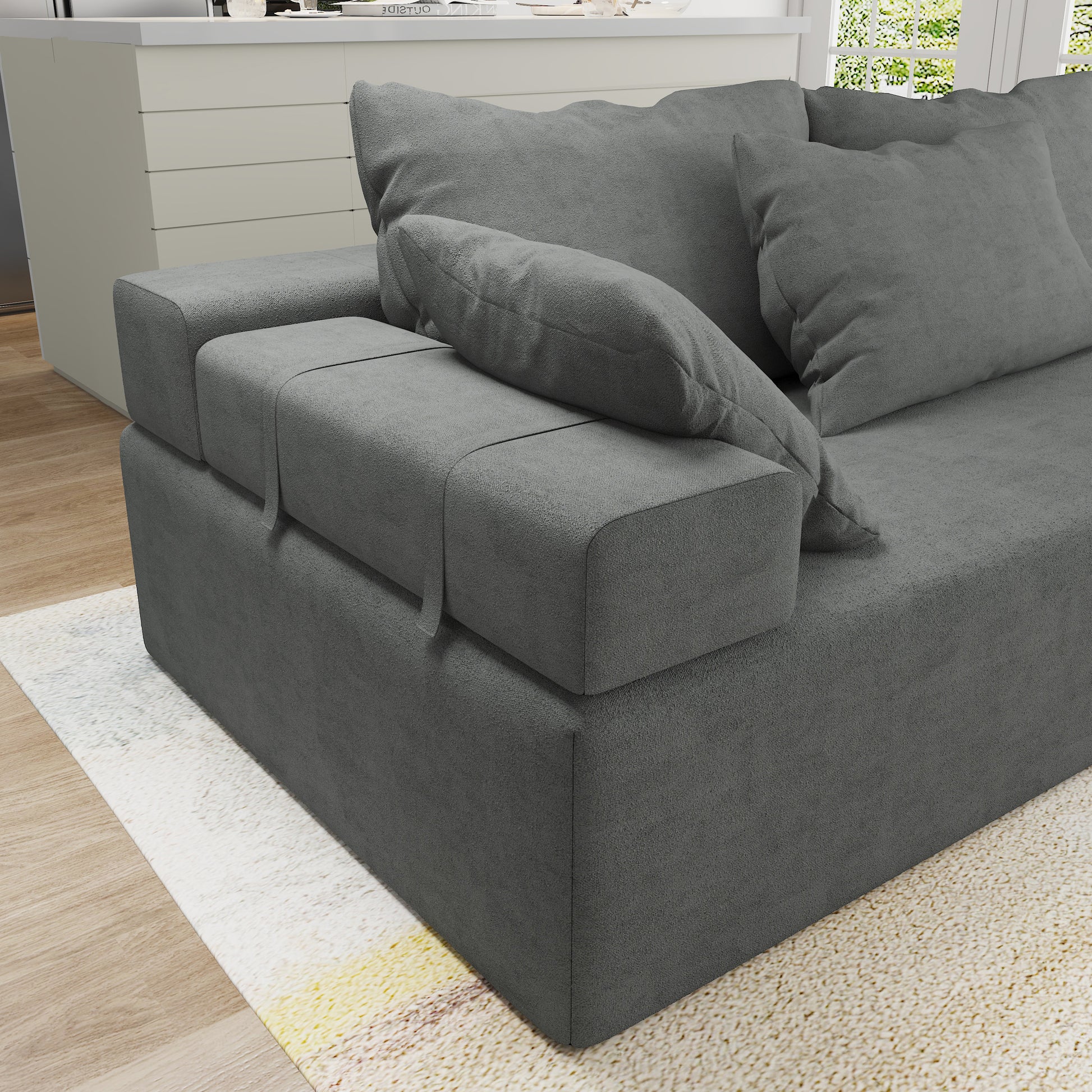 Modern Upholstered Sectional Sofa Couch Set,Modular 108" L Shaped Sectional Living Room Sofa Set With 6 Pillows,Free Combination Sofa Couch For Living Room,Bedroom Grey Foam Chenille 3 Seat