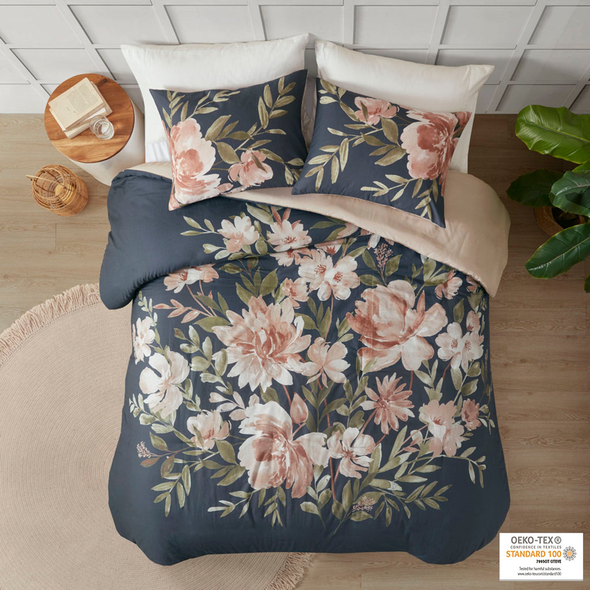 3 Piece Cotton Duvet Cover Set King Multicolor Polyester