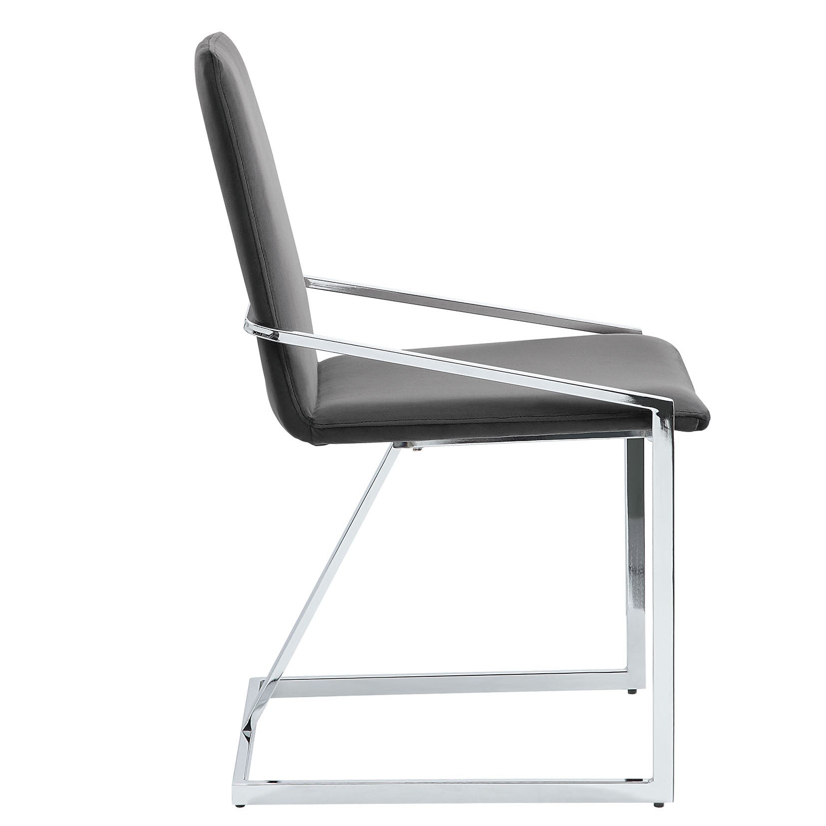Grey And Chrome Side Chair With Metal Base Set Of 2 Solid Grey Silver Dining Room Modern Side Chair Solid Back Set Of 2 Fabric Metal