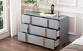 Elegant Modern Dresser With Metal Handle,Mirrored Storage Cabinet With 6 Drawers For Bedroom,Living Room,Grey Grey Mdf Metal