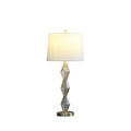 Ruth 30 Inch Accent Table Lamp, Glass Diamond Pedestal Base, White, Gold White Gold Glass Metal