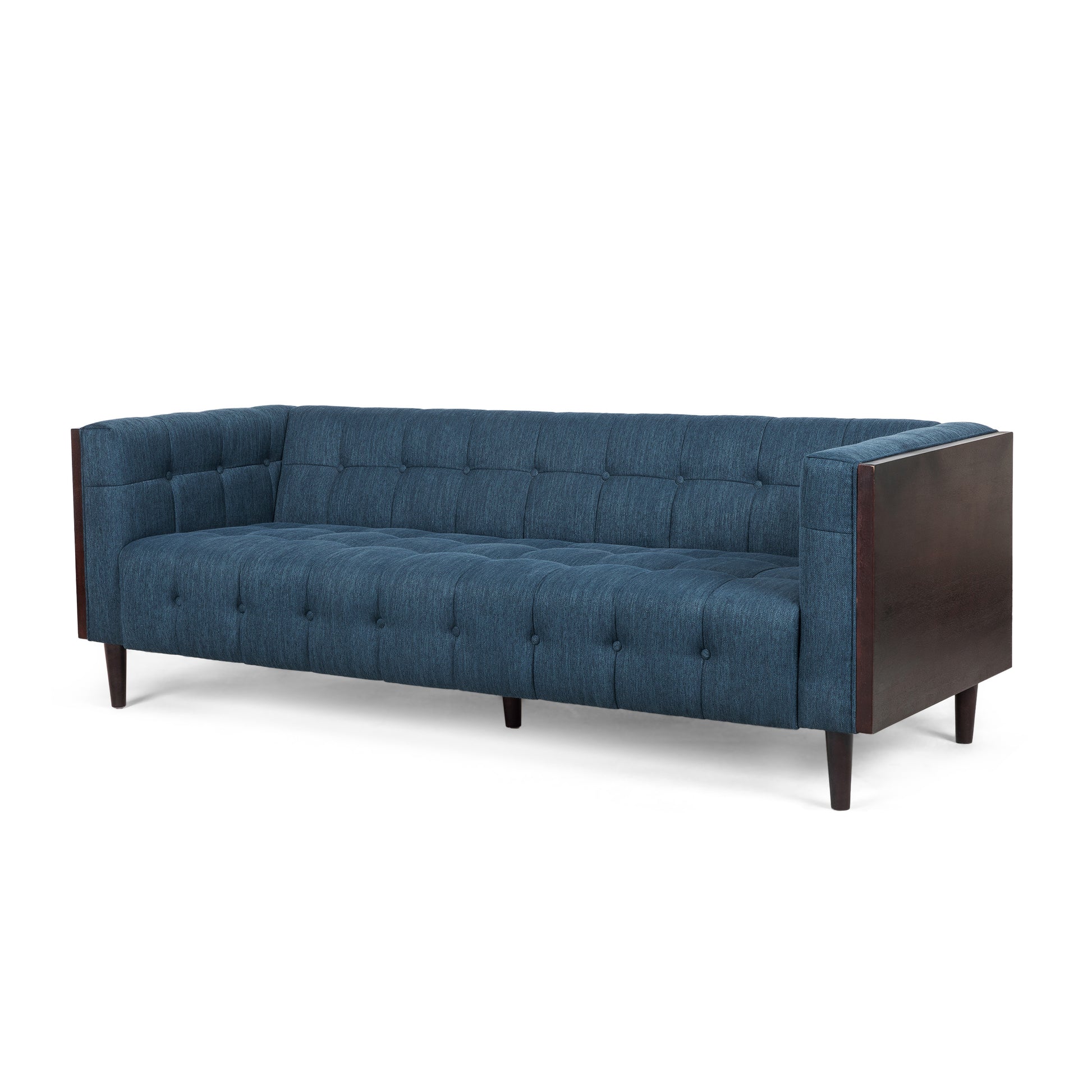 3 Seater Sofa Navy Blue Fabric