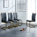 Table And Chair Set,Modern Minimalist Rectangular Dining Table, 0.4 Inch Thick, With A Black Imitation Marble Pattern Glass Desktop And Black Mdf Legs. Comfortable Pu Seats,Perfect For Dinner, Meet Black Seats 4 Mdf Glass