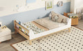 Twin Bed With Headboard, Footboard, Safeguards, Built In Bed End Book Storage Rack ,White Twin White American Design Pine