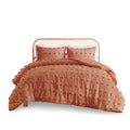 Clip Jacquard Comforter Set Twin Rust Polyester