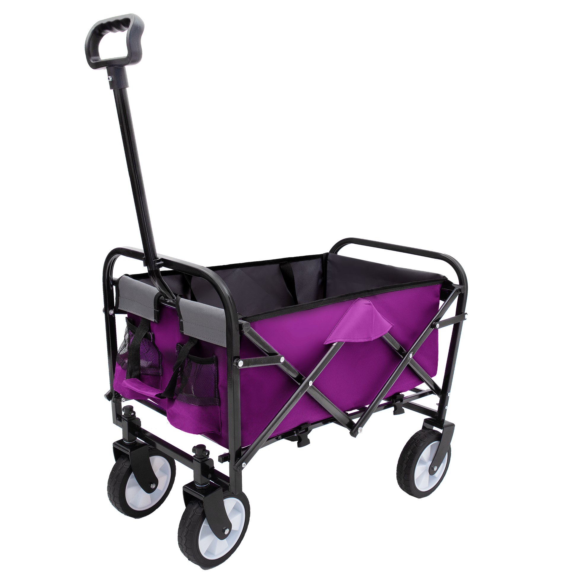 Minimeetall Strapcollapsible Foldable Wagon Cart With Strapping System Beach Wagonutility Cartutility Wagon Grocery Cart For Camping Shopping Sports Gardeing Fishing Supports 225Lbs Purple Purple