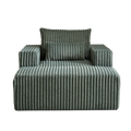 62.5 Inch Corduroy Sponge Sofa Lounge Chair With Removable Footrest,No Assembly Required,Fluffy Modern Sleeper Chair For Indoor Living Room Bedroom Army Green Foam Corduroy 1 Seat