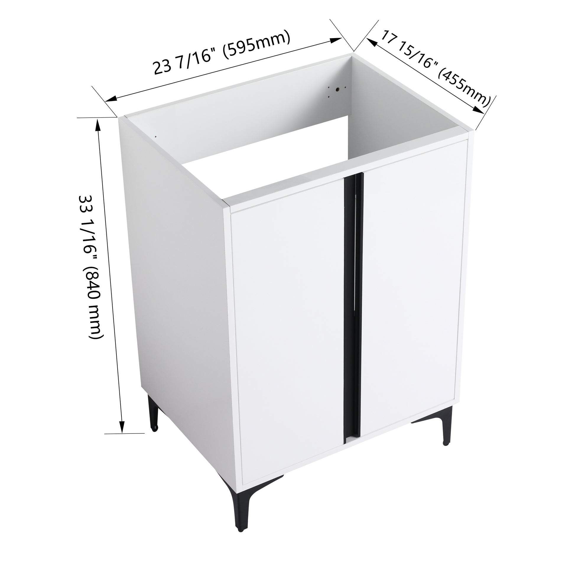 Soft Close Doors Bathroom Vanity,24 Inch For Small Bathroom Only Vanity ,No Sink White 2 Bathroom Freestanding Modern Plywood