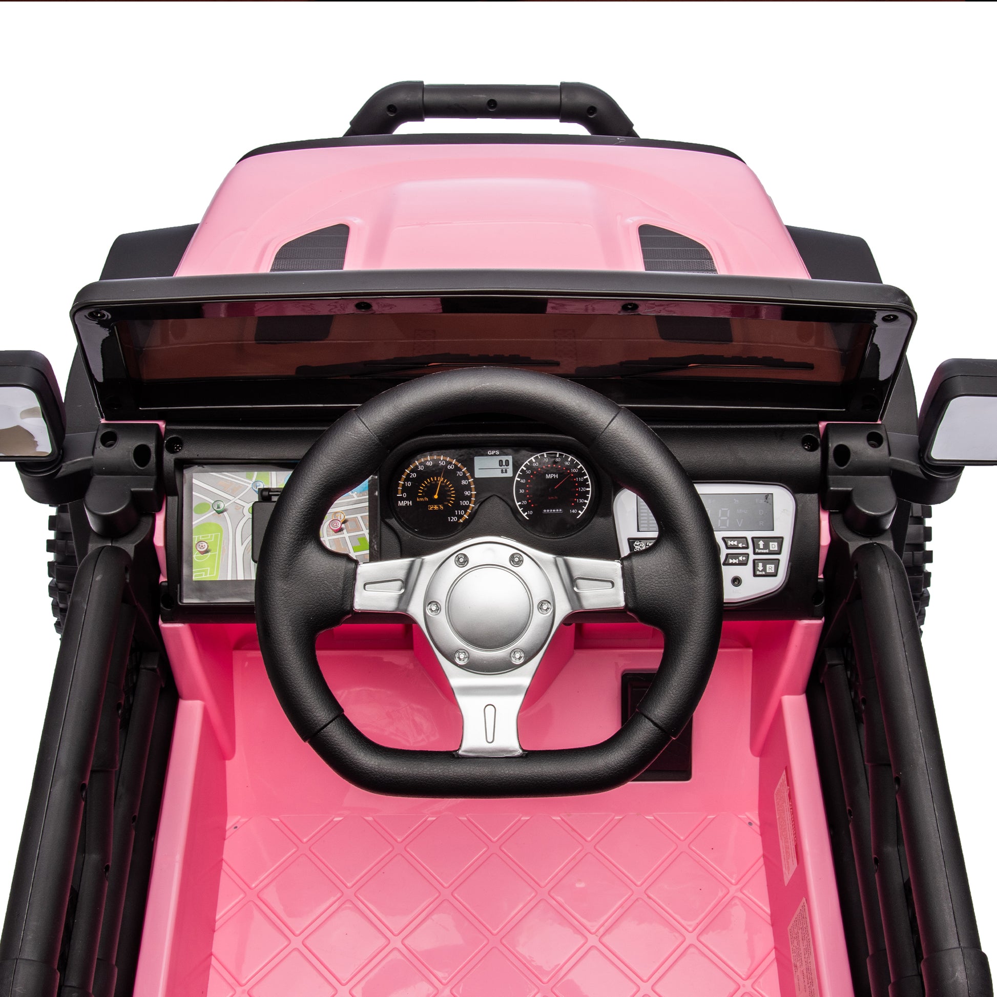 24V Kids Ride On Car W Parents Remote Control,400W Motor,Four Wheel Suspension,Adjustable Speed,Usb,Mp3,Music,Bluetooth,Large Display Screen,Power Display,Portable Handle,Safety Belt For Kids Aged 3 . Pink 50 99 Lbs Polypropylene