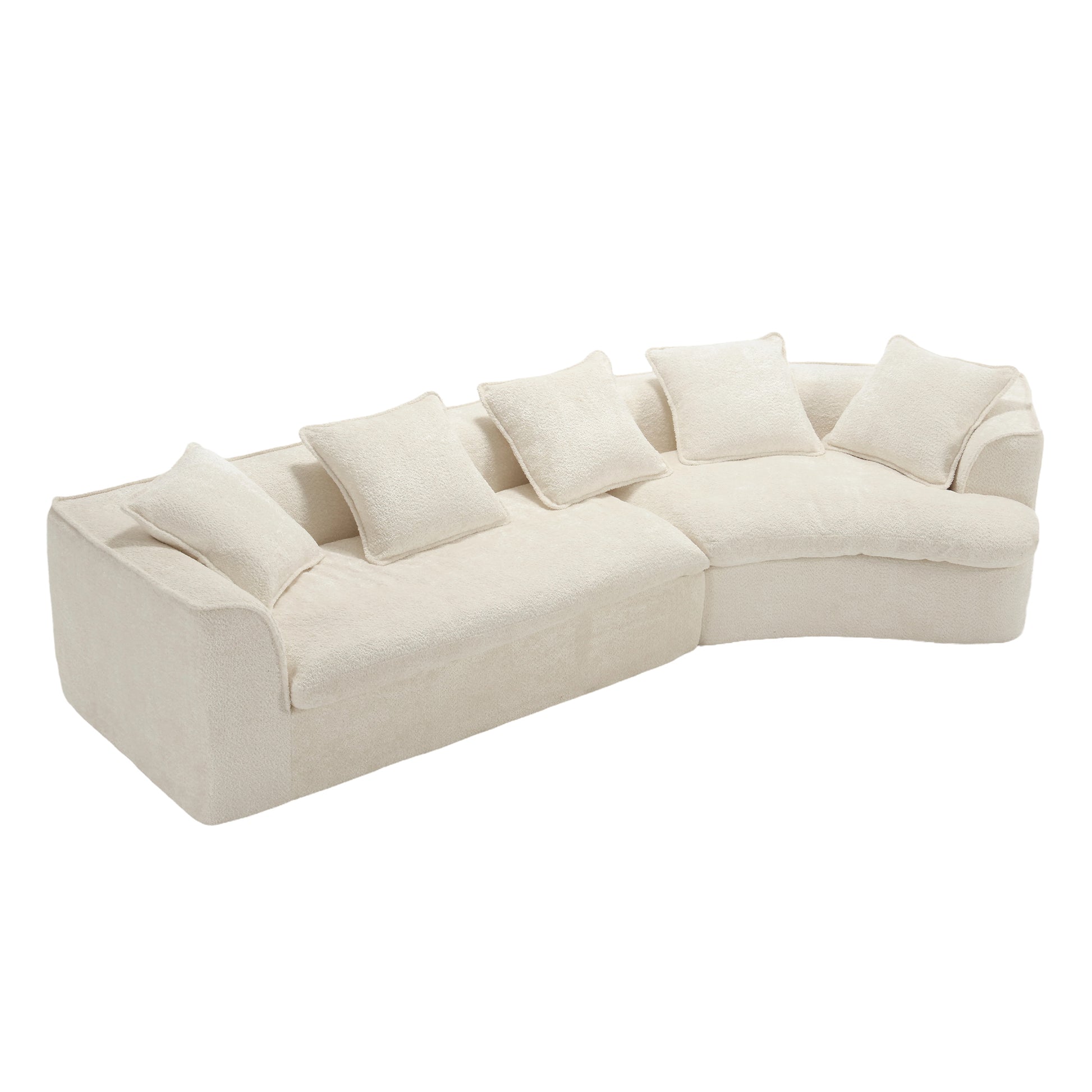 Coolmore Boucle Sofa 3 Seater For Living Room Oversized Comfy Sofa Unique Double Seat And Corner Construction For Apartment, Office Left Hand Facing Beige Beige Primary Living Space Foam Boucle 3