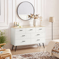 7 Drawer Dresser For Bedroom With Deep Drawers, Wood Dressers & Chest Of Drawers, Modern White Long Dressers For Closet Living Room, 47.2