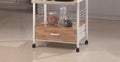 1Pc White Kitchen Cart Open Shelves Metal Frame White Kitchen Metal,Wood