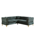 81.5 Inch Chenille Corner Sofal Shaped Sectional Couch, 5 Seater Corner Sofas With 3 Cushions For Living Room, Bedroom, Apartment, Office Green Foam Chenille 5 Seat
