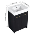 24 Inch Freestanding Bathroom Vanity With Resin Sink, With Soft Closing Door, Kd Package Black Chestnut 2 Bathroom Freestanding Modern Plywood