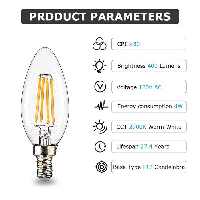 E12 Candelabra Dimmable 2700K Led Bulb Set Of 12 White Led Lighting 2700K 3000K Warm White Under 1000Lm Led Metal