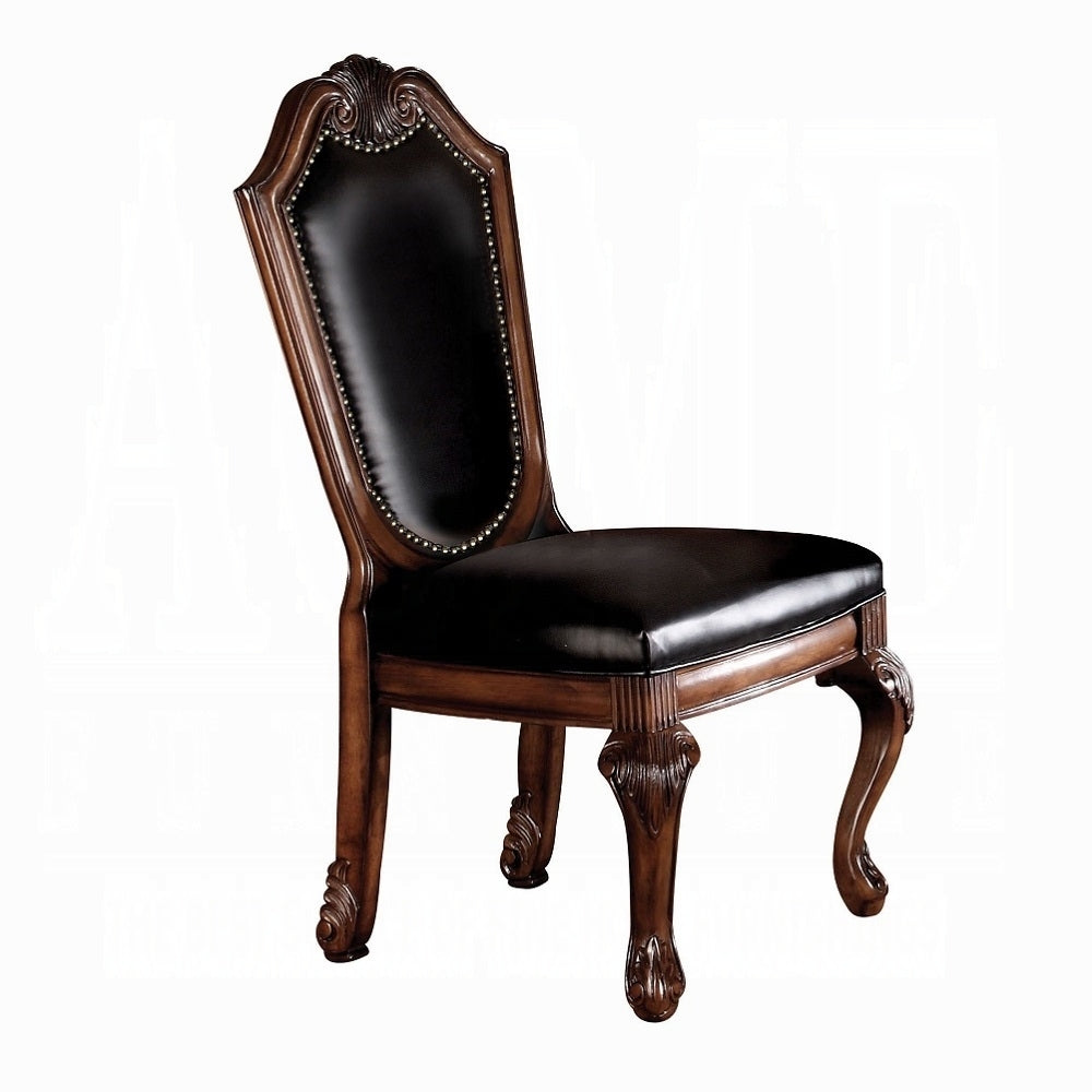 Black And Cherry Side Chair With Trim Set Of 2 Solid Black Brown Dining Room Foam Side Chair Solid Back Set Of 2 Faux Leather