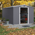 Outdoor Storage Shed 8 X 12 Ft Large Metal Tool Sheds, Heavy Duty Storage House With Sliding Doors With Air Vent For Backyard Patio Lawn To Store Bikes, Tools, Lawnmowers Grey Grey Rectangular No