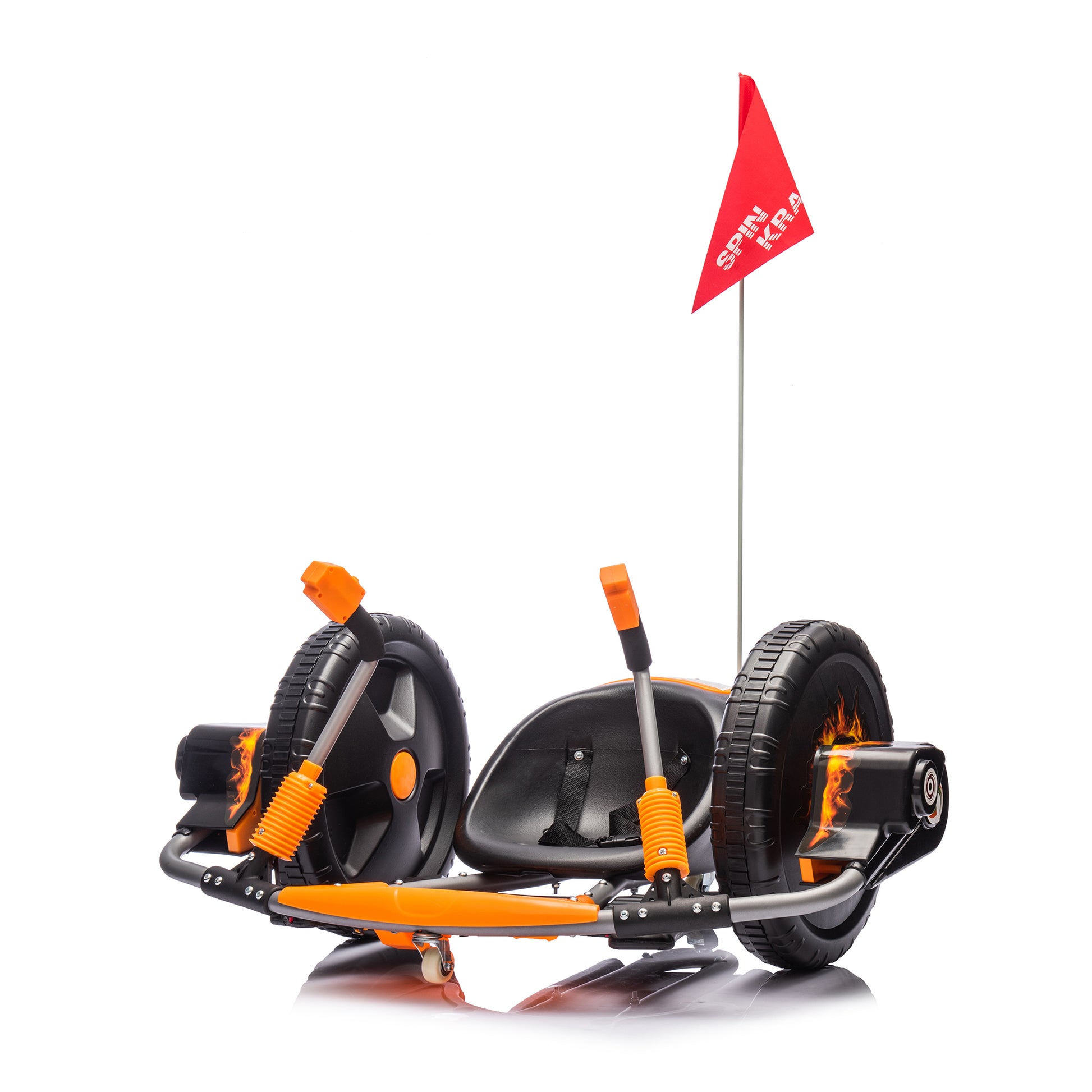 12V Kids Ride On Electric Toy,2Wd,16'' Exaggerated Wheel,Dual Handle Control For 360 Degree Flexible Steering And Rotation,Solid Metal Frame,Provide A Speed Of 4.66 Mph For Kids Aged 6 . Orange 50 99 Lbs Polypropylene