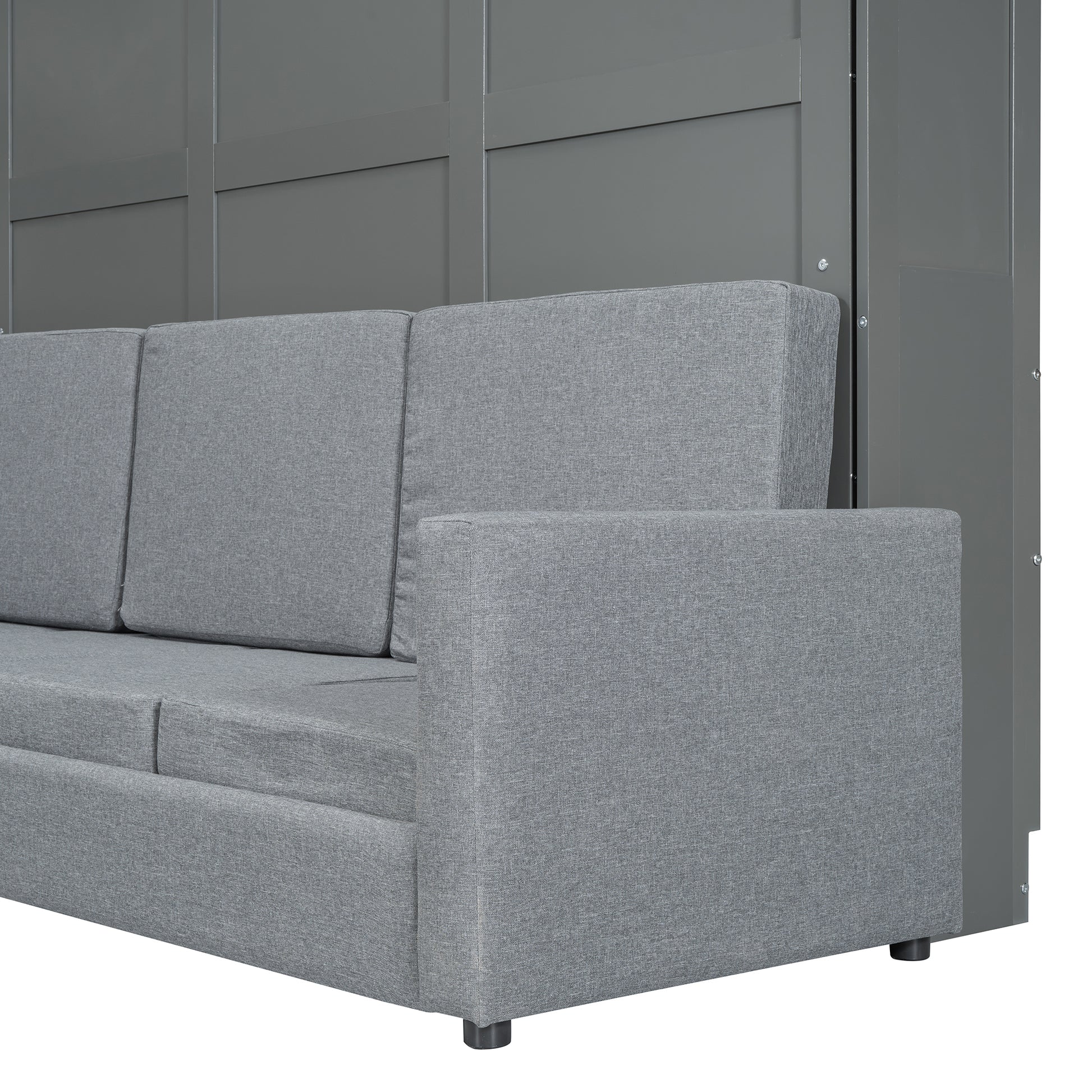 Queen Size Murphy Bed Wall Bed With Sofa,Gray Queen Gray Mdf Lvl