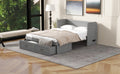 Full Size Murphy Bed With Usb Ports, Large Drawers And Metal Handles,Gray Full Gray Solid Wood Mdf