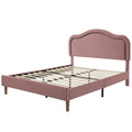 Full Size Velvet Upholstered Smart Led Bed Frame With Adjustable Height Headboard,No Box Spring Needed,Easy Assembly,Pink Box Spring Not Required Full Pink Wood Bedroom Cute,Modern Bed Frame Wood